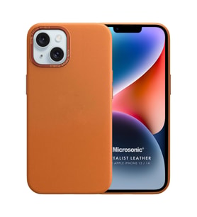 Microsonic Apple iPhone 13 Kılıf Metalist Leather Turuncu (Turuncu)