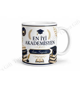 Akademisyene Hediye İsimli Baskılı Kupa Bardak Özel Tasarım Hoca Hediyesi