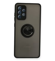 Newface Samsung Galaxy A72 Kılıf Montreal Yüzüklü Silikon Kapak - Siyah