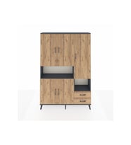Arges Dolap 10 Raflı 2 Çekmeceli 5 Kapaklı 132x30x195 Antrasit-Çam/Çam