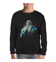 Colorful Octopus Siyah Çocuk Sweatshirt