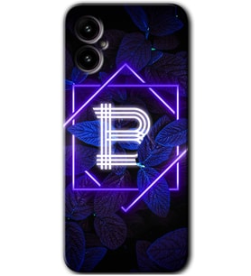 Omix X3 Kılıf HD Desen Baskılı Arka Kapak - Dark Neon Yaprak B Harfi