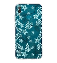Huawei P Smart 2019  Kamera korumalı Kapak Floral Su Yeşili Tasarımlı  Şeffaf Kılıf