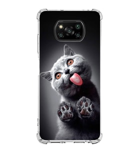 PrintiFy Poco X3 Uyumlu Kedi 2 Baskılı Şeffaf Köşe Korumalı Antişok Kılıf