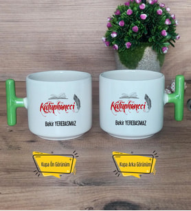 Kütüphaneci Kupa Bardak T Yeşil Kulplu Kütüphaneciye Hediye