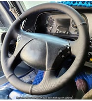 Mercedes Axor Travego Araca Özel Direksiyon Kılıfı AHŞAP NOKTA SİYAH İP