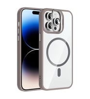 Coverzone iPhone 14 Pro Max ile Uyumlu Z-Etro MagSafe Wireless ?arj Destekli, G��l� Manyetik Tutucu, Stand Olabilen, Kamera Lens Hediyeli Koruyucu K?l?f Gri