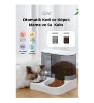 2'Si 1 Arada Otomatik Kedi Mama Ve Su Kabı