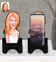 BK Gift Kişiye Özel Kadın Karikatürlü Ahşap Biblo Telefon Standı-37