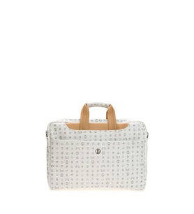 Bilik Deri Monogram Beyaz-Camel Unisex Laptop & Evrak Çantası BRIEFCASE-MN
