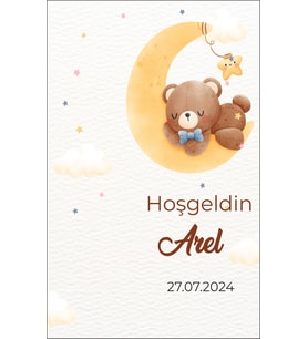 Yenidoğan Ayıcıklı Anahtarlık Kartı 9,5x15 cm - Arletikettasarım