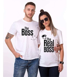 Tshirthane The Boss The Realboss Sevgili Kombinleri Tshirt Kombini (Tek Ürün Fiyatıdır.)