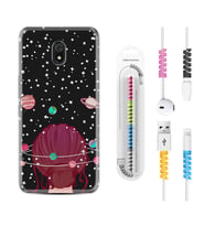 Xiaomi Redmi 8A 8 Pro 9C 9T 10C 11T Pro Kılıf Kablo Koruma Spiral Silikon Space Woman 1311