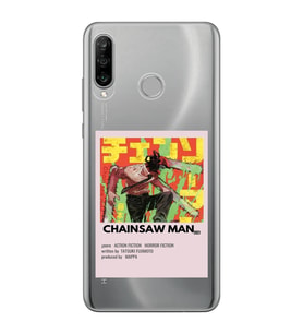 Huawei P30 Lite Uyumlu Chainsaw Man Anime Desenli Şeffaf Telefon Kılıfı