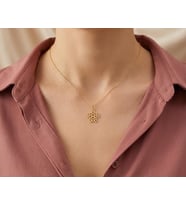 Kişiye Özel 925 Ayar Gümüş Kalp Detaylı Kaplumbağa Kolye (Gold)