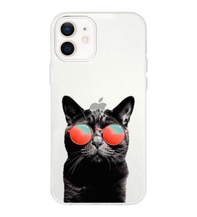 PrintiFy Apple  iPhone 12 Mini ile Uyumlu 1mm Slim Fit Kedi 3 050d Baskılı Şeffaf  Kılıf