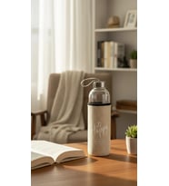 Sarı Kılıflı Premium Cam Matara 500 ml – Şık Su Taşıma Çözümü