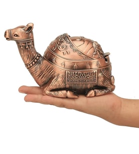 Dekoratif Kapaklı Metal Deve Figürlü Küllük 11*16 Cm