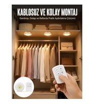 Mey İthalat® Led Lamba 3'lü Uzaktan Kumandalı Yapışkanlı Beyaz Işık