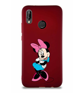 Huawei P20 Lite Soft Premier Kapak Minnie Mouse-D Tasarımlı Silikon Kılıf - Mürdüm (Şeffaf)