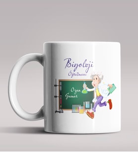 Kişiye Özel Biyoloji Öğretmeni Tasarımlı Beyaz Renk Kupa Bardak 4
