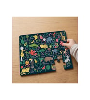 Tropikal Alfabe Orman Hayvanları Tasarımlı 24 Parça Ahşap Çocuk Puzzle MPK1148