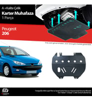 S-Dizayn Peugeot 206 Çelik Karter Muhafaza 1998-2013 A+ Kalite (Karışık)