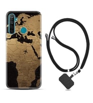 Realme 5i 5 Pro 6i 7 Pro 8 Kılıf Boyun Askılı Silikon Map Planet 1656