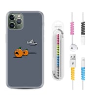 Apple iPhone 11 12 13 14 Pro Max Kılıf Kablo Koruma Spiral Silikon Orange Escape 1374