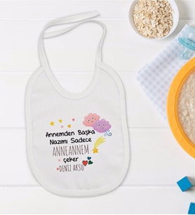BK Kids Kişiye Özel Anneannem Tasarımlı Bebek Mama Önlüğü - Model 1