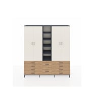 Hyperion Dolap 9 Raflı 10 Çekmeceli 2 Askılı 220x44x243 Antrasit-Aytaşı/Çam