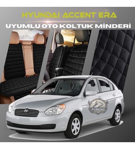 Hyundai Accent Era Siyah Renk Tay Tüyü Cepli & Terletmez Sırtlı Oto Koltuk Minder Seti - Koltuk Koruma Kılıfı (ÖN & ARKA TAM SET)