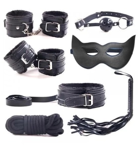 Fetish Beginner 7 Parça BDSM Set - Siyah