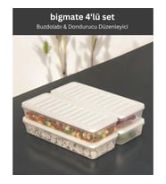 bigmate 4'lü Şeffaf Saklama Kabı 4x1 Lt BGMT1515 Mikrodalga Buzdolabı ve Dondurucu Uyumlu Düzenleyic (Krem)