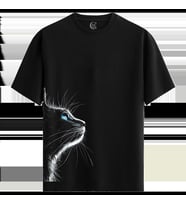 Neon Cat %100 Pamuklu Erkek Siyah Tişört - Premium Quality (Siyah - Beyaz)
