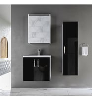 Asmira Banyo Dolabı - 60 cm - 3'lü Set - Siyah