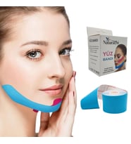 Beauty Tape Yüz Yogası İçin Face Tape Yüz Germe Bandı Mavi Renk