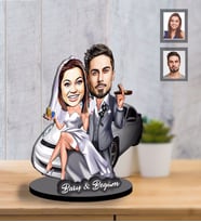 Kişiye Özel Gelin Damat  Karikatürlü İki Katmanlı Ahşap Biblo  Mod-2-Eco