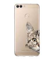 Huawei P Smart 2018 Uyumlu Kapak Catface Tasarımlı Şeffaf Silikon Kılıf