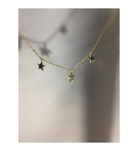Kadın 925 Ayar Gümüş Üçlü Yıldız Kolye (Gold)