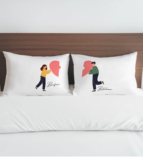 BK Gift Kişiye Özel Sevgili Tasarımlı Pamuklu 2’li Yastık Kılıfı Seti-1 50x70cm, Sevgiliye Hediye, Ev Hediyesi, Tasarım Ev Tekstili