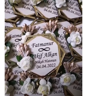 Kişiye Özel Ahşap Üzeri Pleksi Magnet Hatıra (Altın)