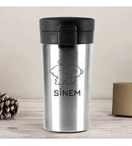 Kişiye Özel Paslanmaz Çelik 380 ml Vakumlu Ayıcık Baskılı Termos - Isı Yalıtımlı, Sızdırmaz Kapak (Metal)