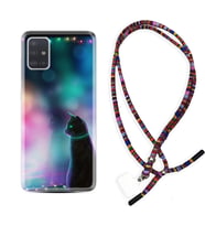 Samsung a71 A72 A73 A7 A9 2018 C7 C9 Kılıf Boyun Asklı Rasta Silikon Window Cat 1787