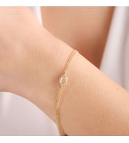 Altın Vintage Bileklik Opal Beige