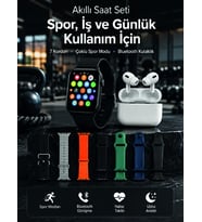 Akıllı Saat, Bluetooth Kulaklık ve 7 Farklı Kordon Tek Kutuda Günlük Kullanım ve Spor İçin
