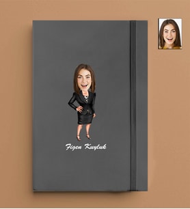 Kişiye Özel Öğretmen Kadın Model 13x21 Gri Defter-6