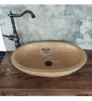 Koyu Traverten Oval Lavabo