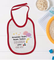 BK Kids Kişiye Özel Babaannem Tasarımlı Kırmızı Bebek Mama Önlüğü-1