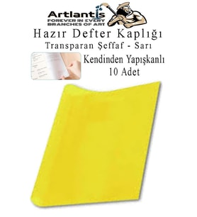 Hazır Defter Kaplığı Şeffaf Buzlu Sarı A4 10 Adet 1 Paket Cırtlı Ayarlanabilir Kendinde Yapışkanlı Kaplık Okul Sınıf